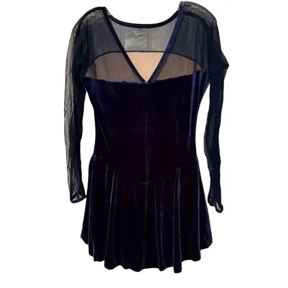 Vintage 90s Capezio Navy Velvet Dance Costume Dress NWT - Picture 2 of 4